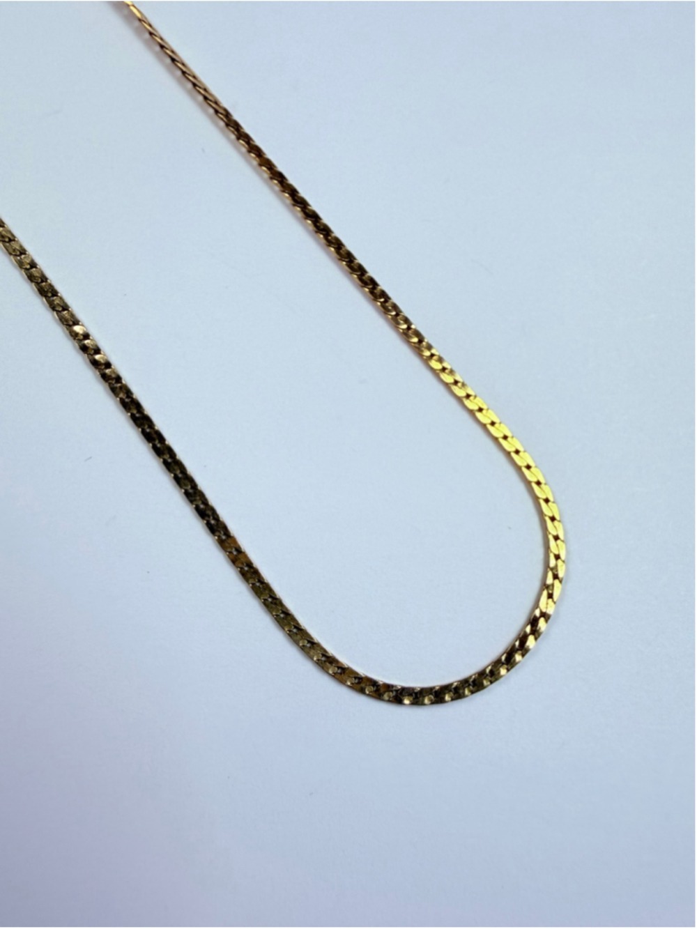 14K Solid Yellow Gold Flat Serpentine Link Chain 1MM VTGE Necklace 24.5" Italy